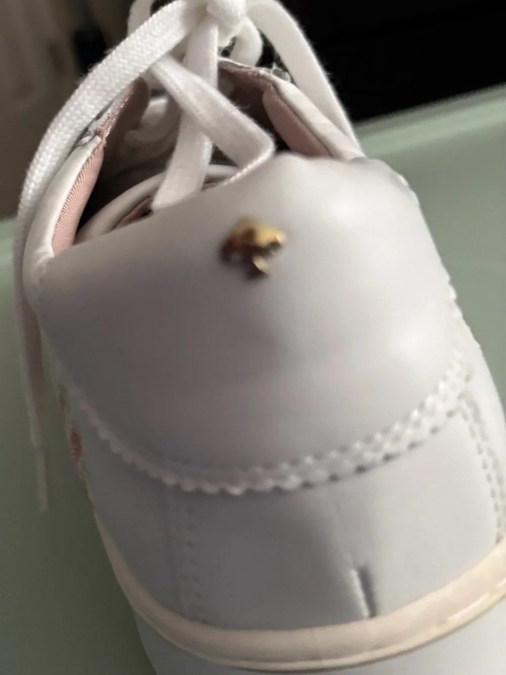 kate spade White Lace-Up Sneakers with Pink Floral Embroidery
